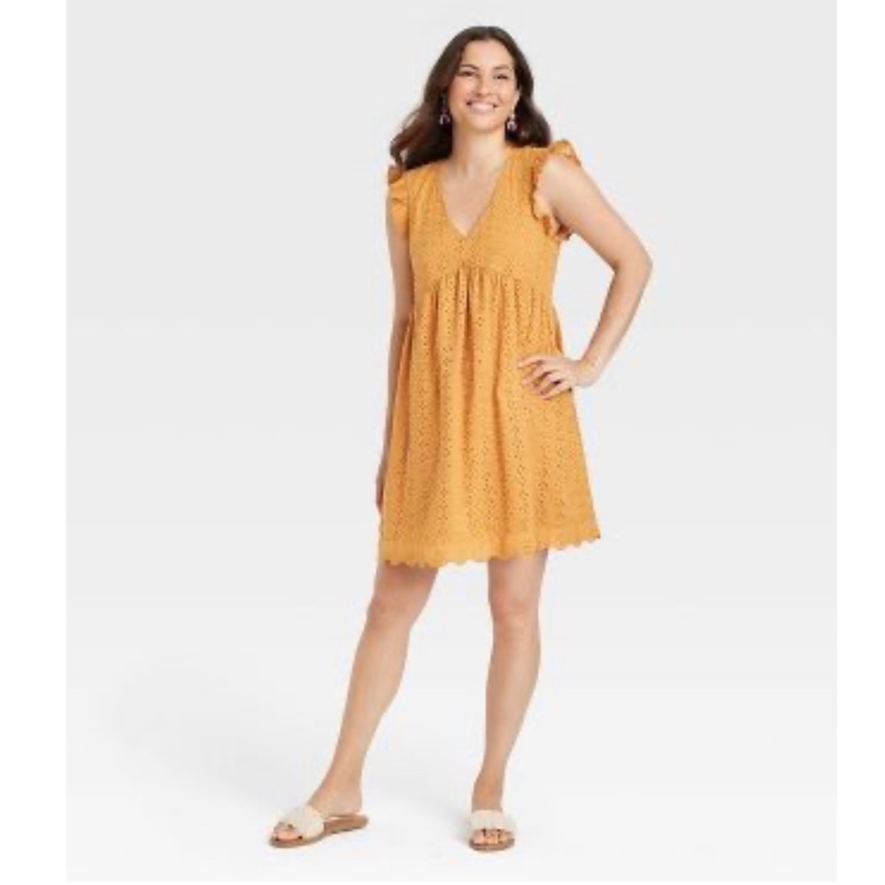 2x👯‍♀️Host Pick⚡️Knox Rose Ruffle Sleeve Eyelet A-Line Dress